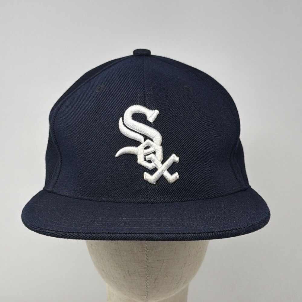 Chicago White Sox Fitted Flat Brim Hat Navy White Size 7 1/4 MLB Cap